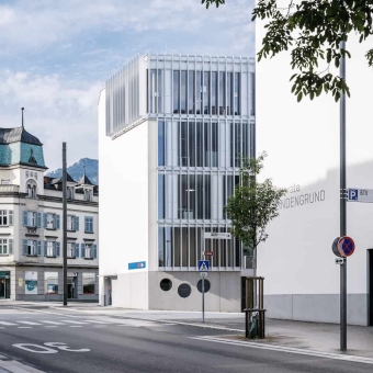 Außenansicht der BTV Bank Filiale in Dornbirn in der Bahnhofstraße 13